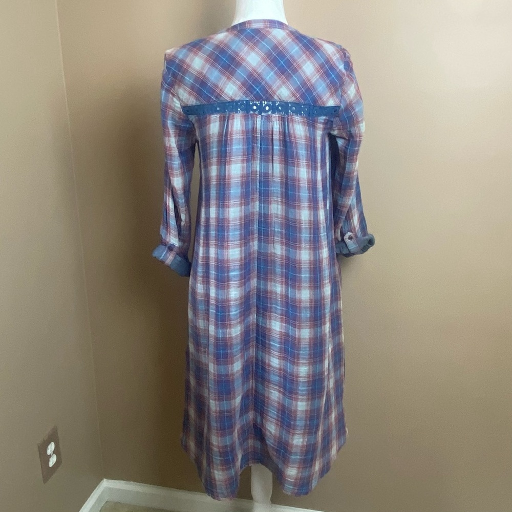 New Anthropologie Holding Horses Abita Western Plaid Shirt Dress XS - Picture 5 of 13